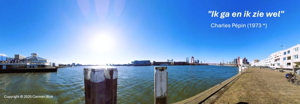 Panorama over de Maas vanaf de Oosterkade in Rotterdam bij Filosofisch essay Overal waar we bewegen is verandering. 
Van Filosofische praktijk ruimdenkenvrijbewegen 